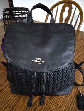 Coach Black Quilted Leather Backpack